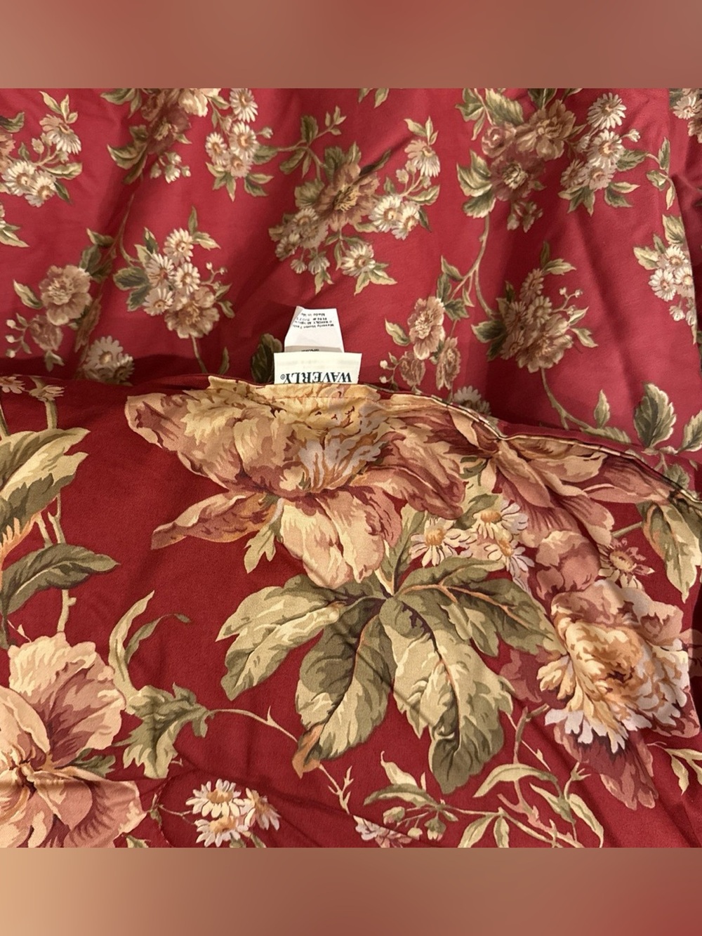 Waverly Forever Yours Burgundy Sham with a ruffled edge